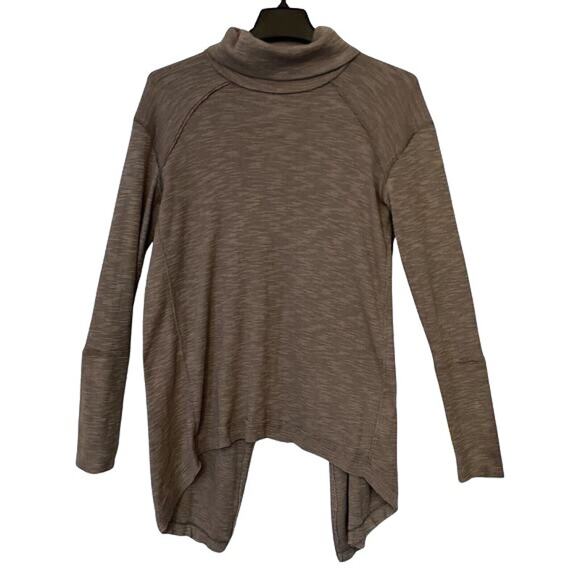 Free People Top Womens Size S  Brown Tunic Turtleneck Oversized Split Back Boho - Picture 1 of 11